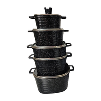 Ensemble de casseroles et poêles en granit antiadhésif durable 10-en-1 pour la cuisine, en aluminium, carrées, avec couvercles en verre, multi-usages pour la cuisine à domicile