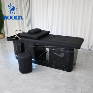 Fauteuil de lavage moderne haut de gamme MOOLIN avec fonction spa capillaire, en cuir PU et structure en acier inoxydable - Mobilier de salon pour coiffure - Product Image 2