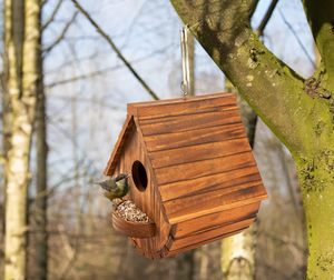 Nichoir moderne en bois de pin JTPAWS à suspendre en extérieur pour les familles d'oiseaux, bleuets/finches/cardinaux, jardin - Product Image 6