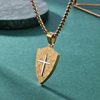 Hip Hop croix bouclier prière chrétien étanche sans ternissement en acier inoxydable bijoux pendentifs colliers pour homme homme hommes