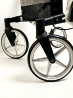 Déambulateur pliant à roues avant de 10 pouces, léger (5,5 kg), en aluminium, chariot de mobilité à 4 roues avec freins à boucle