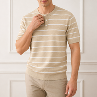 Pull en tricot personnalisé pour homme, mélange de laine, col contrastant effet superposé, lavable en machine, usine source OEM ODM, marque privée