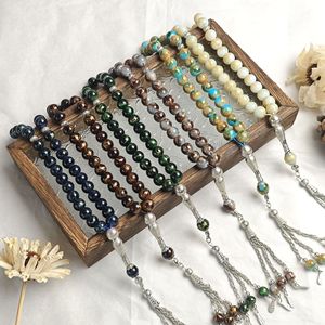 Rosario islamico che esplode perline di vetro materiale musulmano preghiera perline <span class=keywords><strong>Tasbih</strong></span> 10mm 33 pezzi colorato braccialetto Ramadan regalo all'ingrosso - Product Image 2