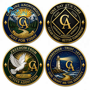 Llavero Personalizado con Medallón de Recuperación de la Sobería de Alcoholólicos y Coctónicos, Moneda de Desafío CA Personalizada - Product Image 2
