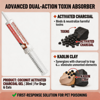 Pâte d'argile au charbon actif pour chiens, chats et chiots – Kit anti-avergissement pour animaux de compagnie – Absorbeur de toxines à absorption rapide – Récupération sûre du système digestif