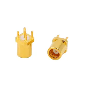 Adaptador coaxial RF hembra SMB, Conector de soporte cuadrado de 4 pines, Conector de montaje en Panel PCB, conector Jack