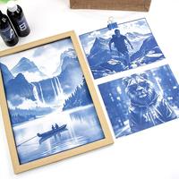 Kit complet de papier cyanotype transparent A5 vierge avec guide et rangement étanche à la lumière pour débutants, idéal pour les créations artistiques, la décoration et les cadeaux