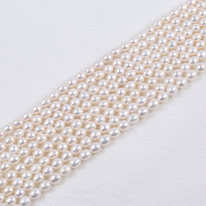 7-8mm White Pink Rice Pearl <b>String</b> Natural Freshwater Loose Bead <b>String</b> for DIY Jewelry Necklace <b>Bracelet</b> Accessories Zhuji - Product Image 1
