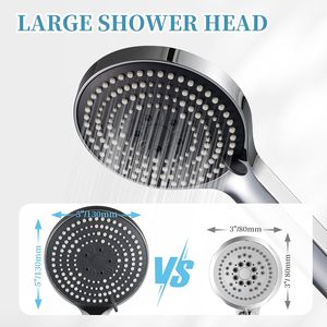 Handheld Shower Head Chrome 12.5CM Large Panel 3 Modes Rain Spray Massage High Pressure Water Saving Bathroom Hand Shower - Product Image 3