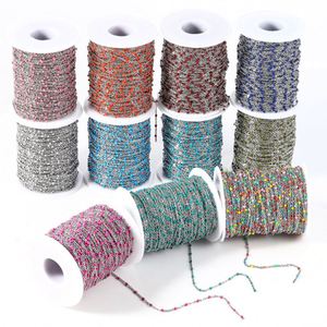 Nouvelle chaîne en acier inoxydable doré/<span class=keywords><strong>argent</strong></span>é, chaîne à perles faite à la main pour la fabrication de bracelets et de colliers, 9 mètres par rouleau - Product Image 5