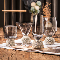 Nouveau Design vente en gros de haute qualité diamant Style nordique Transparent or cristal verre à boire poignée diamant verre à vin tasse