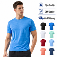 T-shirt de sport pour homme personnalisé avec logo imprimé OEM, anti-boulochage, respirant, extensible, doux, évacuant l'humidité, pour l'entraînement