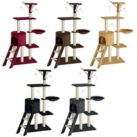 Arbre à chat multi-niveaux avec lit, jouets, plateforme de saut et griffoir en sisal, 138 cm, style épuré, pour chatons et usage domestique