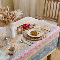 Nappe rectangulaire moderne en coton imprimé floral, faite à la main et personnalisable, imperméable et anti-taches, idéale pour mariages, fêtes, maison et extérieur