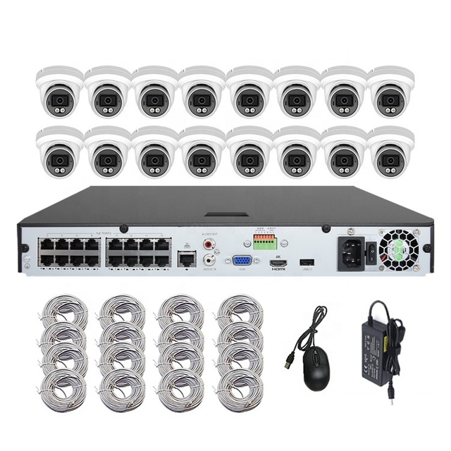 4K 16CH Full Color PoE Security Camera Systems Matel IP66 Audio Smart Dual Lens IP Camera 8CH 4CH IP Camera CCTV 8MP NVR Kit