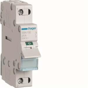 SBN132 ปรับแต่งได้ด้วยสวิตช์แบบไม่อัตโนมัติของ Hagers 1P 32A 230V AC 1 DIN โมดูล - Product Image 1