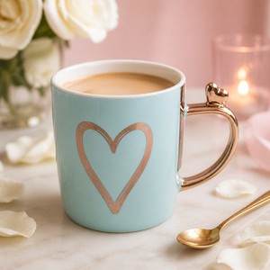 Attractive New Shape with Gold Heart Best Souvenir Holiday Gift Mother <strong>Father</strong> Valentine <strong>Day</strong> <strong>Mug</strong> Gold Coffee <strong>Mug</strong> - Product Image 3