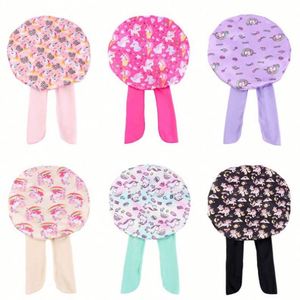 Nuevo Gorro de Satén Unisex para Niños con Lazo Ajustable, Estampado de Dibujos Animados, Gorro para Dormir para Uso en Exteriores y Playa - Product Image 2
