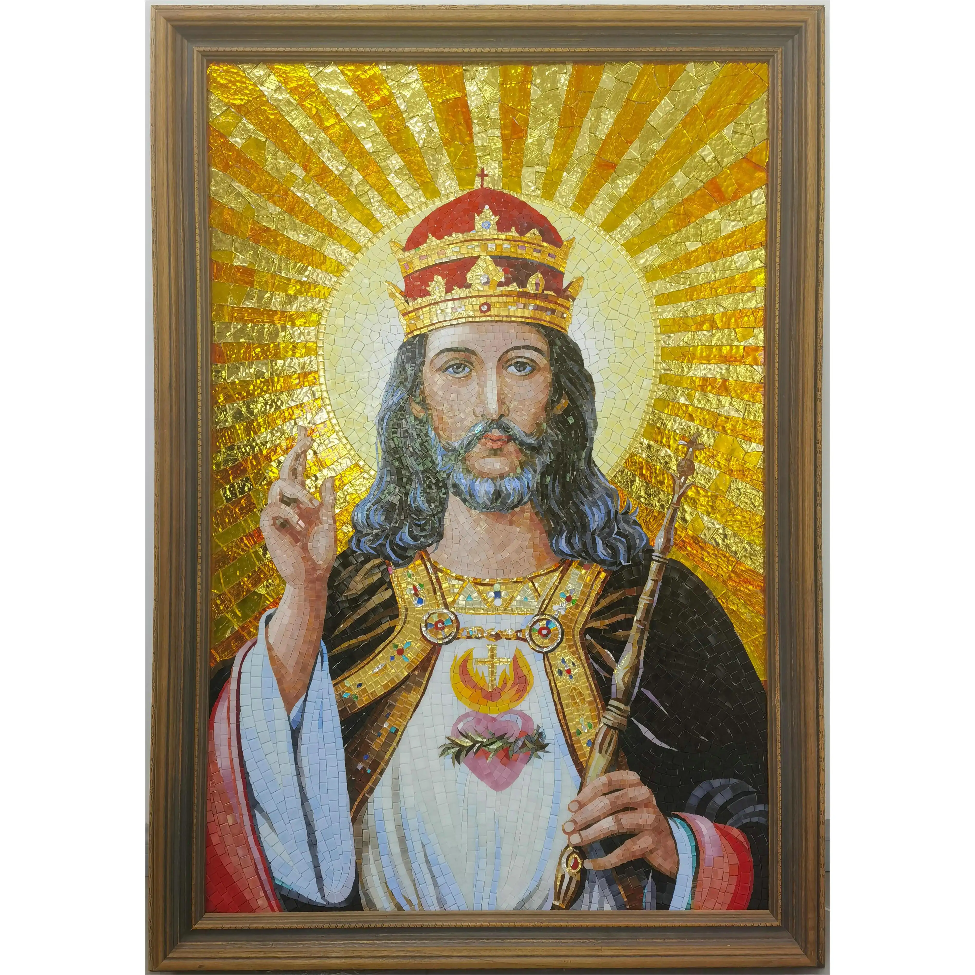 80 x 120 cm Luxus-Medaillon Glas-Mosaik Kunst 36 x 48 elegantes und inträchtiger Jesus-Portrait-Design Streifen Innenausbau Wand-Parkett-Villen