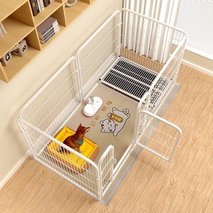 Jaula Metálica Ajustable para Perros Pequeños, Rectangular, Blanca, con Cierre de Botón a Presión, Estilo Simple, para Interiores - Product Image 3