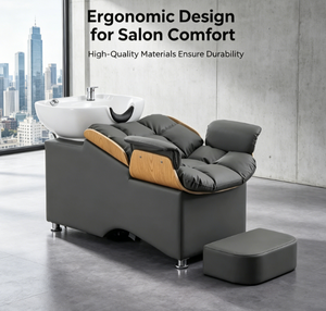 Cama de <span class=keywords><strong>Spa</strong></span> Reclinable de Lujo con Lavabo Profundo de Cerámica, Estación Ergonómica para Lavar el Cabello con Reposapiés para Salones <span class=keywords><strong>y</strong></span> Spas de Alta Gama - Product Image 1
