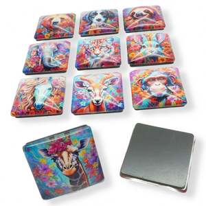 Aimant de réfrigérateur en verre cristal 3D personnalisé pour bureau et maison, style Art Déco, taille moyenne, avec logo personnalisé et autocollant magnétique - Product Image 1