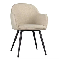 Chaise de salle à manger moderne en tissu de lin élégant Fauteuil de loisirs Cuisine Chaise de salle à manger avec pieds en métal noir