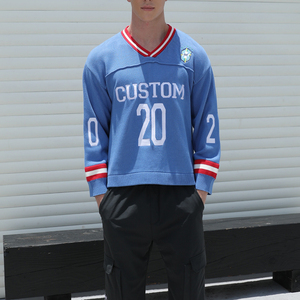 Biểu Tượng Tùy Chỉnh Người Đàn Ông Bông Áo Len Giản Dị Thêu Dệt Kim Áo Thun Bóng Đá Jumper V Cổ Dệt Kim Jersey Mùa Đông Người Đàn Ông Áo Len - Product Image 4