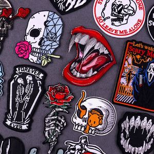 Patch brodé Punk Mouth, motifs squelette et crâne, thermocollants pour vêtements, patchs logo personnalisés, en tissu sergé, conditionnement en sac OPP - Product Image 2