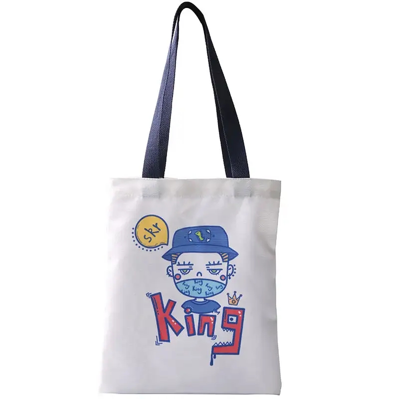 Fashion personalized printed polyester canvas wholesale tote bags for shopping