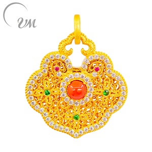 UM Jewelry 925 Silver Agate 18K Gold Plated Filament Pendant for Unisex Daily Wear Wedding & Anniversary <b>Gift</b> - Product Image 1