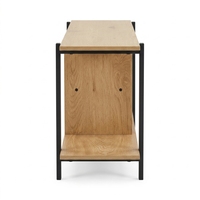 Meuble TV moderne en métal de 40 pouces avec 5 compartiments de rangement ouverts, support multimédia industriel KD pour salon, console TV style loft urbain