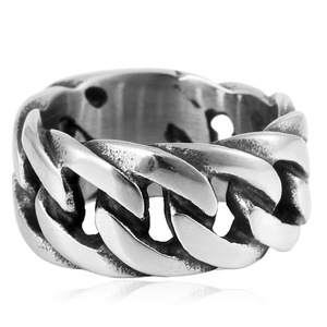 yunnique Men's <b>Titanium</b> Steel <b>Ring</b> Geometric Chain Design Silver Color Gift Jewelry FY213074 - Product Image 4
