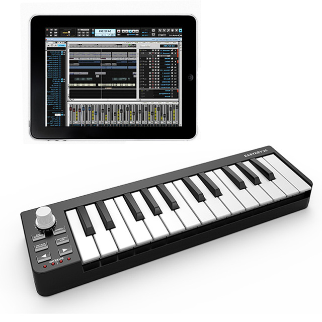 USB MIDI Keyboard Controller Black 25-key Music Editing Keyboard for Laptops Mac & PC Editing Software Included