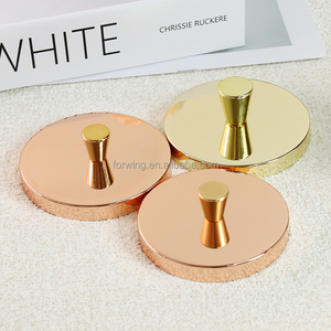 Biểu Tượng Tùy Chỉnh Thời Trang Bóng Kim Loại Vàng Nắp Với Xử Lý Cho Lưu Trữ Container Tàu Nến Jar Chai Đóng Cửa - Product Image 4