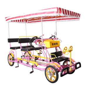 Bicicleta Surrey <span class=keywords><strong>de</strong></span> <span class=keywords><strong>4</strong></span> Ruedas para <span class=keywords><strong>4</strong></span>-6 <span class=keywords><strong>Personas</strong></span>, Cuatriciclo Turístico con Toldo - Product Image 3