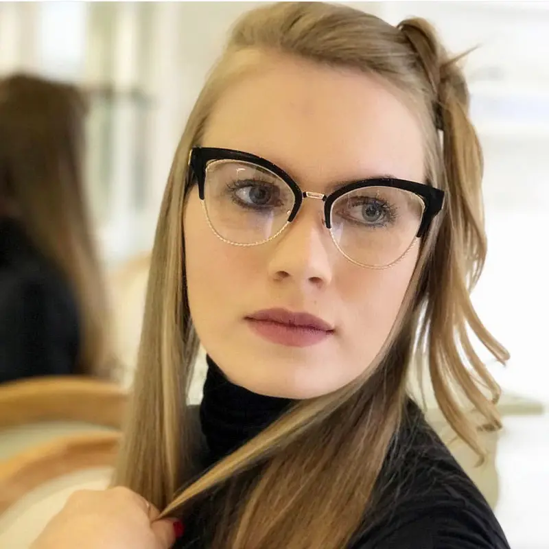 Лидер продаж 2019, модная женская ацетатная оптическая оправа, очки с полуободковой оправой, оправы для очков «кошачий глаз»