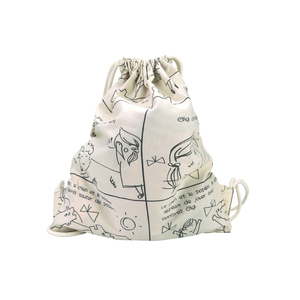 Bolsa con cordón blanca de lona de algodón orgánico ecológico de doble cuerda al por mayor con logotipo - Product Image 6