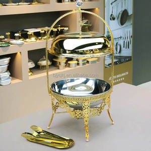 Scaldavivande Dorato da 8L per Catering, Lussuoso Contenitore per Buffet con Coperchio Sospeso, Chafing Dish per Hotel, Matrimoni e Feste - Product Image 3