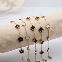 Gelang Trendy Lapis Emas 18K dari Baja Anti Karat dengan Hiasan Bunga Cangkang Alami Bentuk Hati, Pembawa Keberuntungan untuk Wanita (Grosir)