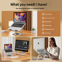 Support d'ordinateur portable rotatif à 360°, réglable en hauteur, avec design de refroidissement pour ordinateurs portables, tablettes et claviers