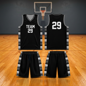 Conjunto de Uniforme de Baloncesto Negro Personalizado, Uniforme Deportivo sin Mangas, Sublimado, para Equipos, Tallas Grandes para Adultos - Product Image 3