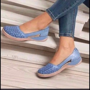 Summer Women's Casual Flat Sandals Large Size Versatile Single Shoes with <strong>Low</strong> Heel <strong>Wedge</strong> Hollow Solid Color - Product Image 4