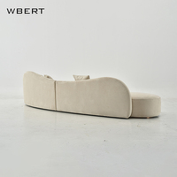 WBERT Canapé tapissé en velours givré arqué de luxe nordique Modèle de salon Technologie de maison d'hôtes Canapé en tissu combiné d'angle