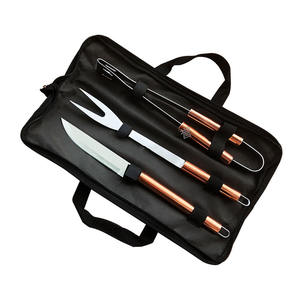 Ensemble d'outils de barbecue en acier inoxydable 4 pièces de qualité supérieure, portable, accessoires de barbecue, couteau, fourchette, camping - Product Image 2