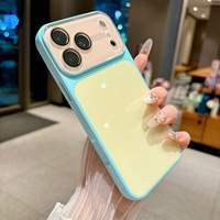 Coque de téléphone en verre antichoc avec protection d'objectif couleur bonbon givré et brillant pour iPhone 11 12 13 14 15
