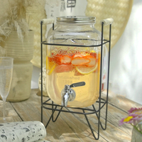 Distributeur de boissons en verre 4L avec robinet, distributeur de jus, d'eau, de bière, de boissons avec robinet