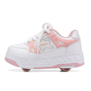 Zapatillas Chunky de Plataforma para Mujer, Blancas y Negras con Logo de Estrella, con Cordones, Punta Redonda, de Cuero PU, Suela de Goma, con Aumento de Altura - Product Image 5