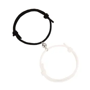 13 couleurs Milan Corde Alliage Aimant Attire Les Amoureux Bracelet et 2 pièces/ensemble Tissé Corde À Main Charme Bracelet Cadeau Pour Couple