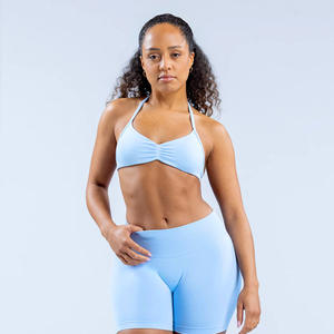 Pantaloncini a vita alta <span class=keywords><strong>da</strong></span> donna <span class=keywords><strong>tuta</strong></span> <span class=keywords><strong>da</strong></span> <span class=keywords><strong>ginnastica</strong></span> 2 pezzi allenamento sportivo Push abiti in tinta unita senza cuciture Yoga set vita alta - Product Image 4